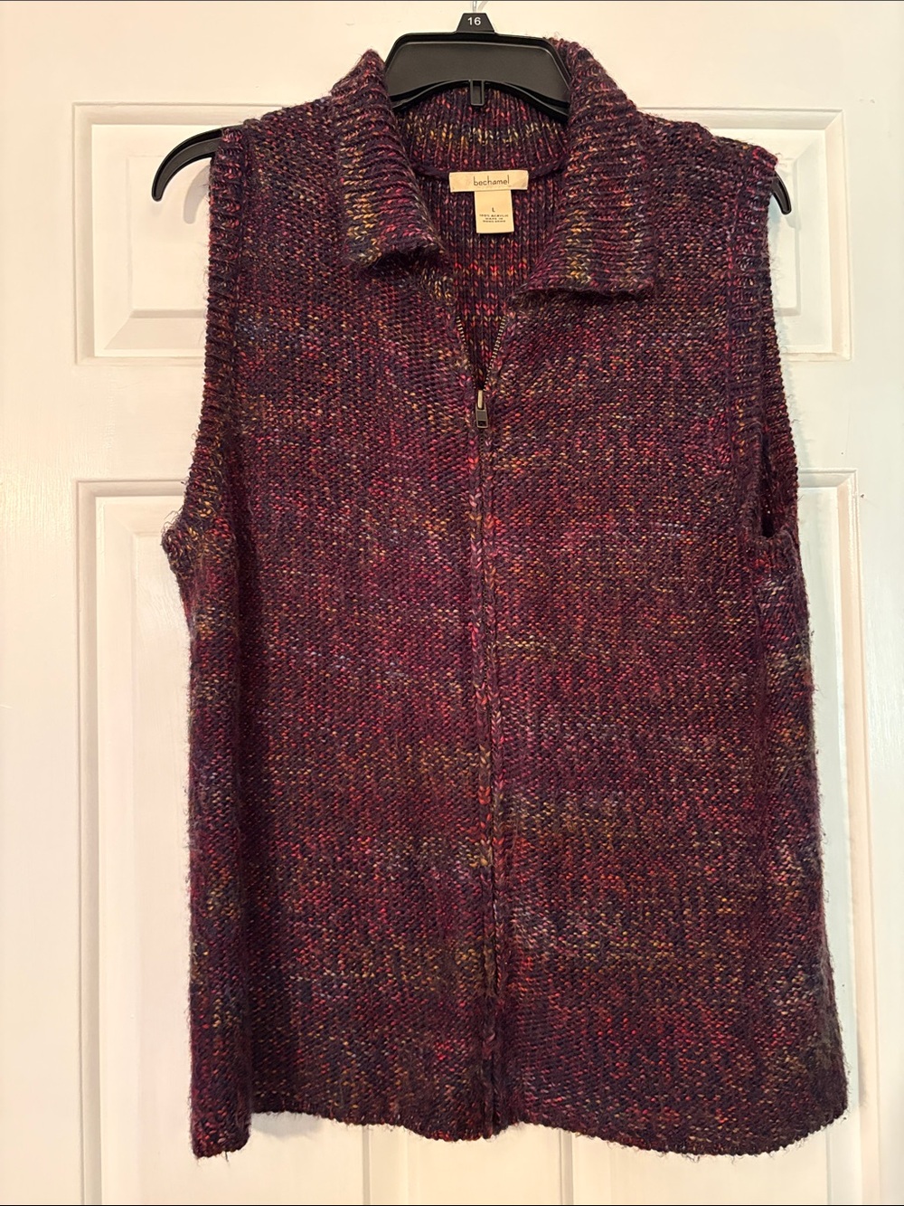 Bechamel Zip-Front Sleeveless Knit Vest - Burgundy Multi